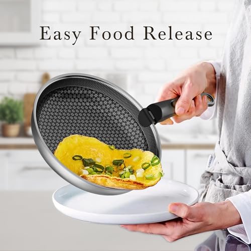 Stainless Steel Detachable Nonstick Cookware Set - Stackable Pots & Pans for RV Camping, Oven & Induction, 5 Pieces