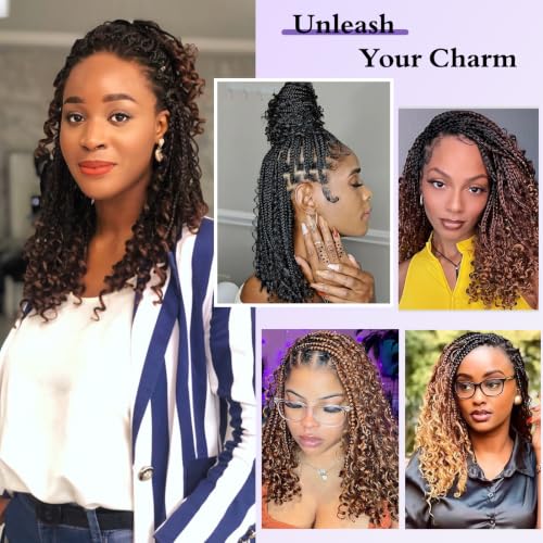 Goddess Box Braids Crochet Hair 14 Inch Boho Style - #T30 (8 Packs)