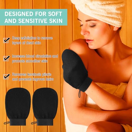 Black Exfoliating Body Gloves 20 Pcs Viscose Fiber Body Scrub Mitts for Skin Care
