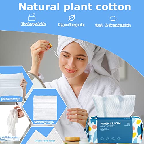 Disposable Face Towels 300 Count Pack - Thick Ultra Soft Cotton Wipes for Skin Care & Makeup Removal, Variation of 100 Count (Pack of 3)