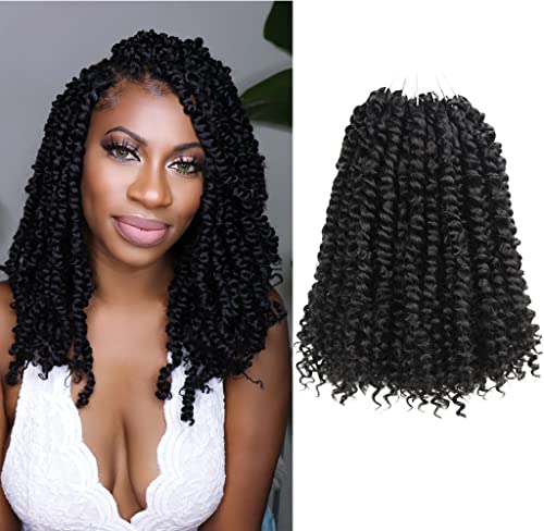 Pre-Twisted Passion Twist Crochet Hair 14in 1B(Natural Black) Pack of 8 by WUDAS