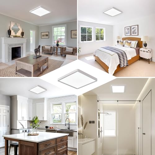 FY Wisdom 12-Inch LED Flush Mount Ceiling Light 6PK, 24W, 2520LM, 3-CCT White