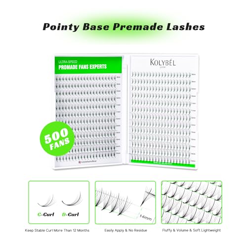 Premade Fan Spikes Lash Extensions 0.07mm D Curl 13-20mm & 500 Premade Fans Eyelash Extensions 7D 0.07 Promade Wispy Lash Extensions 8-15mm