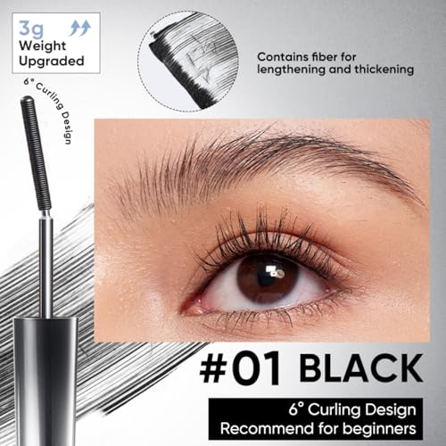 JUDYDOLL 3D Curling Eyelash Iron Mascara Bundle -Waterproof, Volumizing and Lengthening | 6¡ÆCurling Design #01Black for Upper Lashes + 6¡ÆPrecision Design #01Black for Lower Lashes