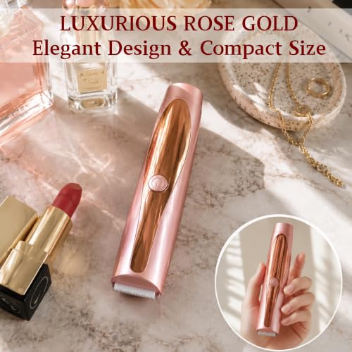 2-in-1 Waterproof Bikini & Face Hair Trimmer for Women - Rose Gold