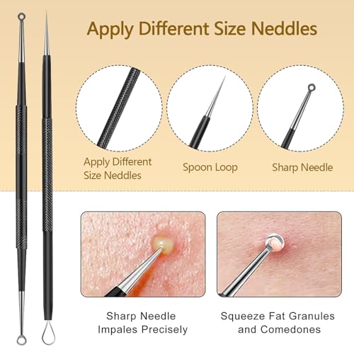 Black 40pcs Professional Pimple Popper Tool Kit for Salons & Estheticians