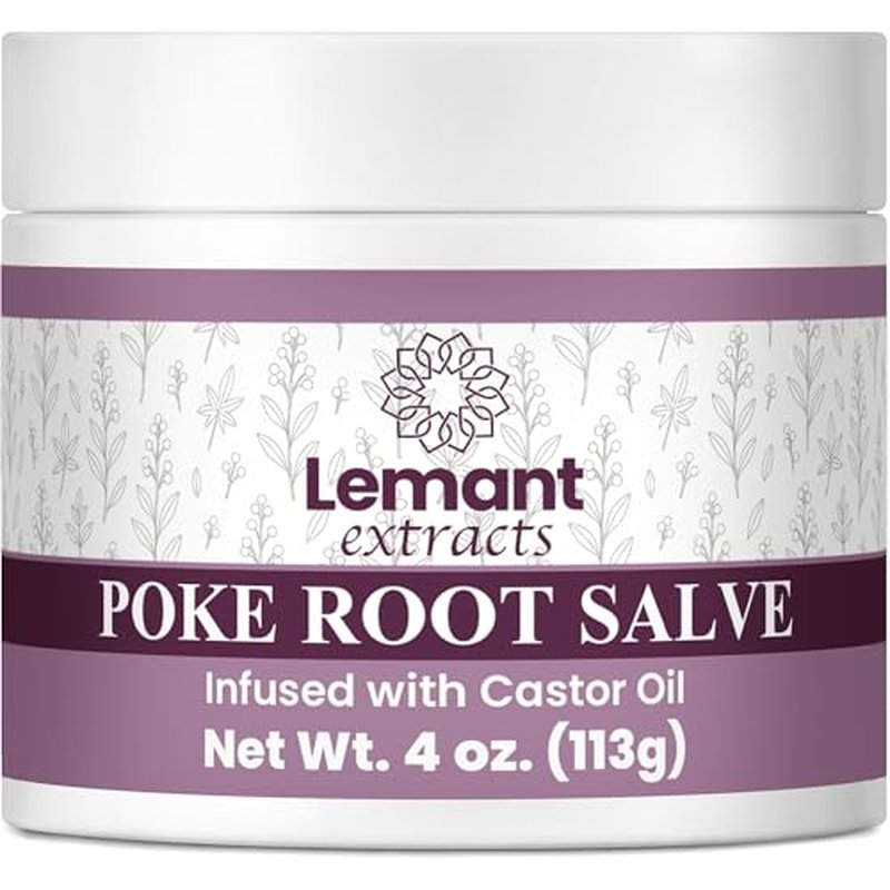 Lemant Organic Poke Root and Castor Oil Salve (4 oz) - Herbal Poke Root Salve infused with Castor Oil, Calendula, Plantain, Red Clover, Boswellia, Shea Butter, and Lavender