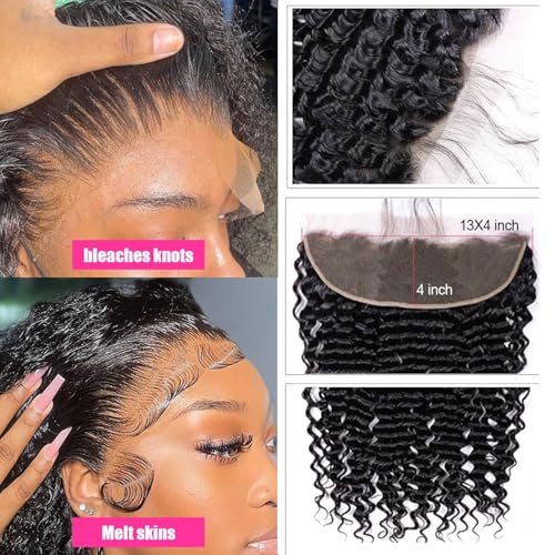 12 Inch Deep Wave 13x4 HD Lace Frontal Human Hair - Free Part Virgin Brazilian Style