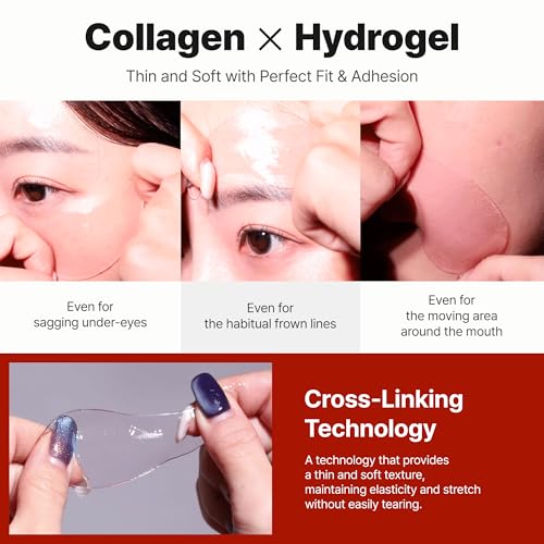 TROIAREUKE Anti-Wrinkle Collagel Eye Patch,Smooths eye,forehead,facial wrinkles,Reduces puffiness & Dark circles,Hydrogel Wrinkle patches,Elastic,adhesive formulation (60Count)
