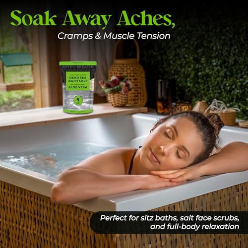 Dead Sea Salt with Organic Aloe Vera 80oz Bulk Pack for Bath & Skin Care