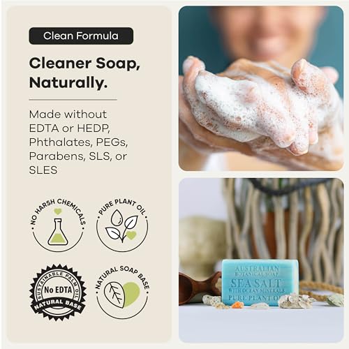 Sea Salt & Ocean Minerals Soap Bars - Australian Botanical, 6.6 oz. Pack of 4 - Variation of 6.6 Ounce with Ocean Minerals