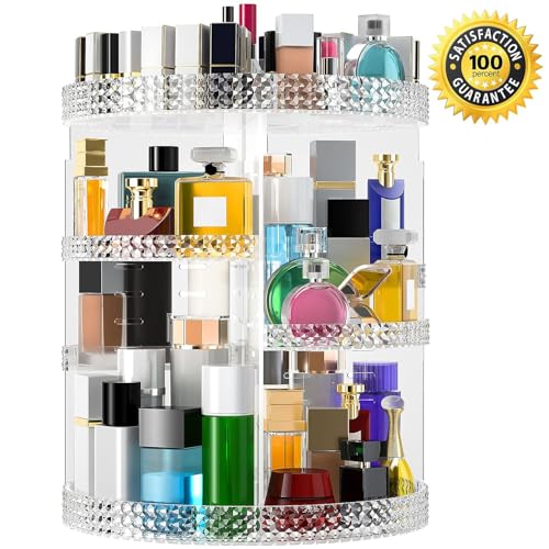 X-Large Clear 360 Rotating Makeup Organizer with 7 Adjustable Layers