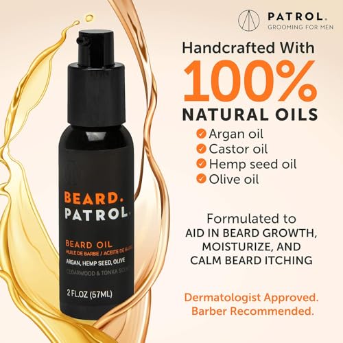Bump Patrol Beard Patrol Beard Oil for Men ? Natural Grooming Serum and Mustache Conditioner, Softens, Smooths and Strengthens Growth, Cedarwood and Tonka - 2 fl oz - Pack 1