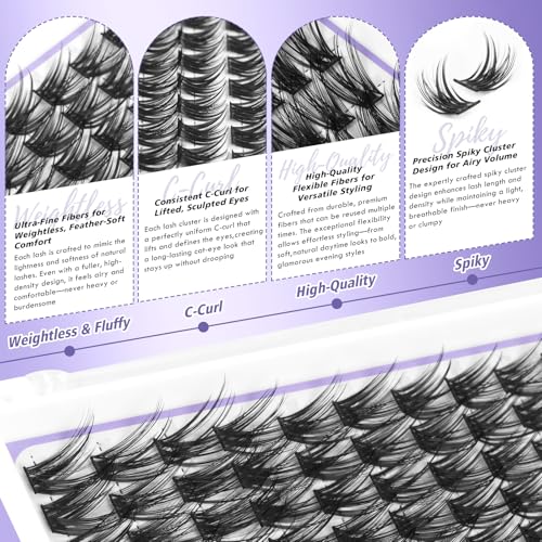 Lash Clusters Manga Lash Clusters DIY Lashes Extensions Kit Soft Natural Eyelashes 10-18mm Individual Lashes 168 pcs Super Thin Band Eyelashes