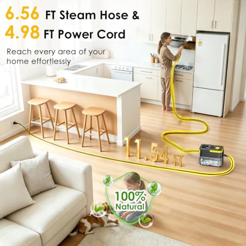 Portable Handheld Steam Cleaner 1.9 Qt with Digital Display Black & Yellow