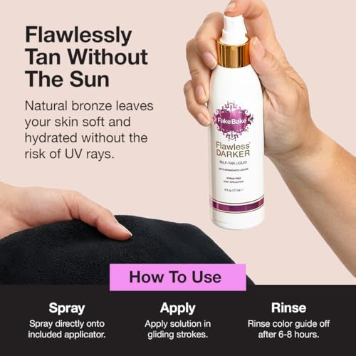 Fake Bake Flawless Darker Self-Tanning Liquid Spray, 6 oz with Body Mate Self-Tanning Applicator