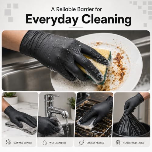 Black Disposable Nitrile Gloves Large Pack of 1000 - Chemical & Food Safe