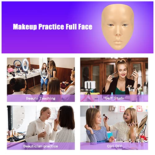 Makeup Practice Full Face Silicone Mannequin Head with Brushes & Accessories - Yellow Variation
