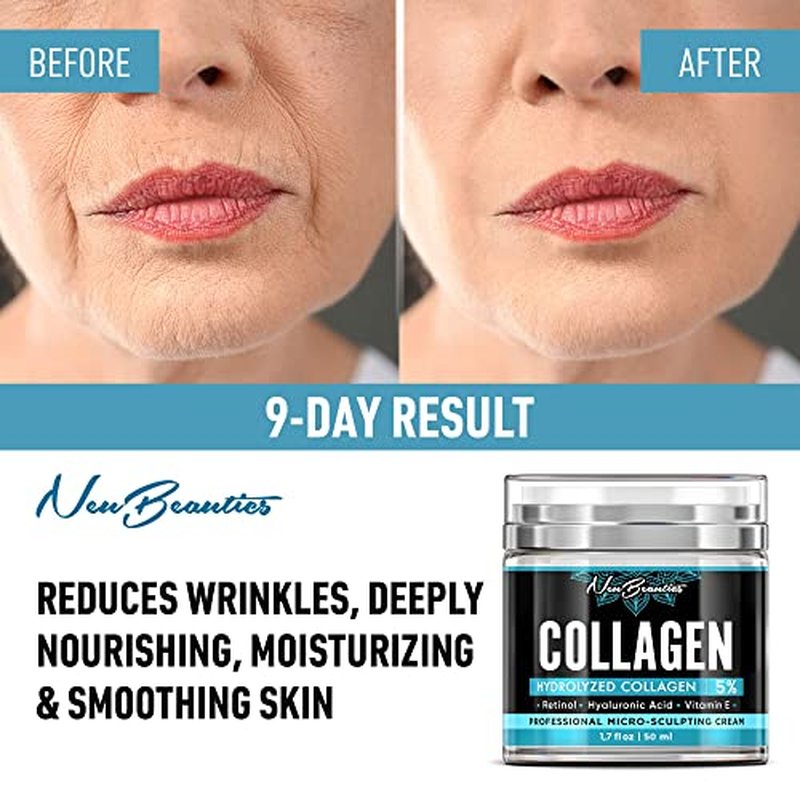 Collagen Cream For Face - Anti Aging Night Women Made In USA Wrinkle With Retinol Hyaluronic Acid Firming & Hydrating Effect Facial Cream, 50 ml