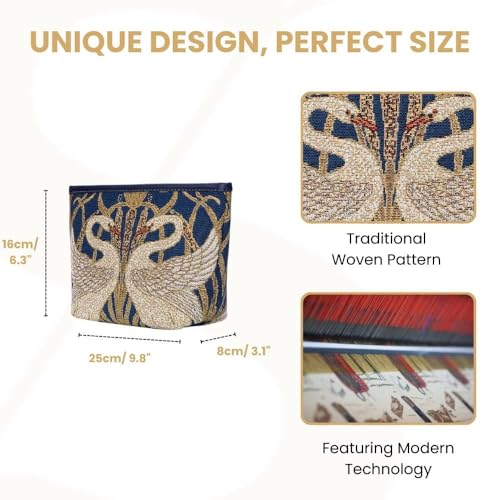 Tapestry Cosmetic Bag for Women - Swan Design Travel Makeup Organizer