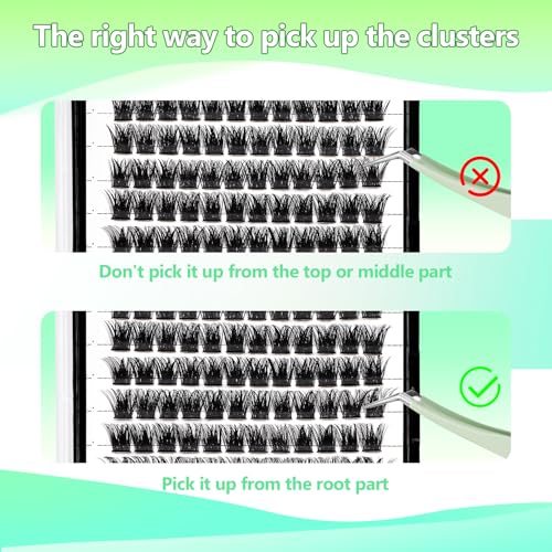 Large Tray- 10-20MM Available 120 Pcs D Curl Cluster Eyelashes Makeup Volume Eye Lashes Extensions Natural Long Wide Stem Individual False Eyelashes (14mm)