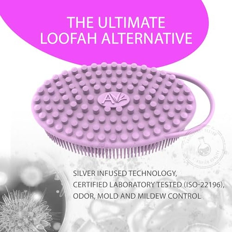 Avilana Silver-Infused Dark Gray and Marble Silicone Body Scrubber Bundle - Sleek Elegance Dual-Tone Set