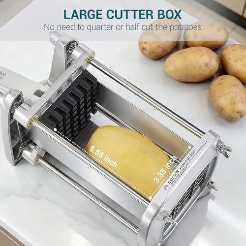 Sopito French Fry Cutter with 3 Blades for Potatoes, Carrots & Apples - 1/4, 3/8, 1/2 Inch
