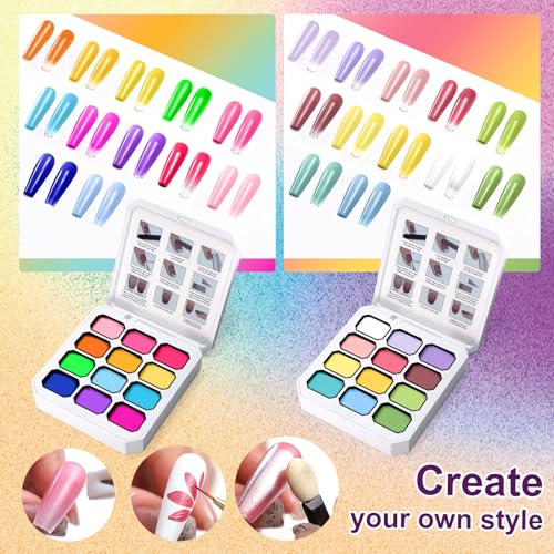 Gradient Nail Gel Palette Set with 24 Colors - Solar Flare & Mojito Sunrise Variation