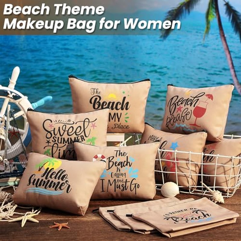 20 Pcs Bulk Beach Makeup Bags - Summer Beach Accessories Toiletry Cosmetic Pouch Zipper Bags, Cruise Travel Essentials Survival Kit Gifts Party Favors for Women Teens Clients Friends