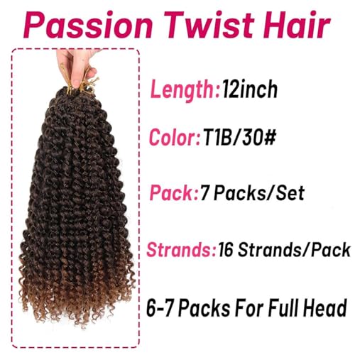 Dorsanee Passion Twist Hair 12 Inch - Short Water Wave Crochet 7 Packs - #T30