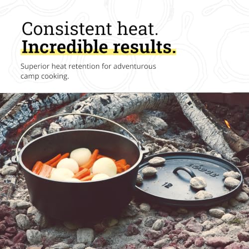 8 Quart Pre-Seasoned Cast Iron Dutch Oven with Lid for Camping and Cooking - Heavy Duty