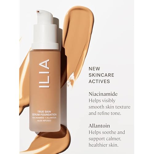 ILIA - True Skin Serum Foundation | Non-comedogenic, Cruelty-Free, Vegan, Weightless Feel, Buildable Coverage, Safe For Sensitive Skin (Salina, Light-Medium with Neutral Undertones SF5)
