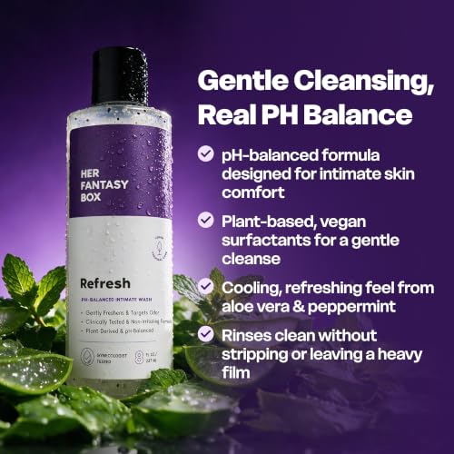 Her Fantasy Box Refresh pH Balancing Feminine Shower Gel - 16 oz, Natural & Gentle Care