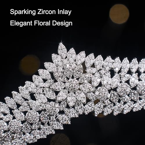 Silver Cubic Zirconia Wedding Tiara for Bride & Prom Queen - Small, Elegant Headpiece with Sparkling Stones - Variation Silver 2