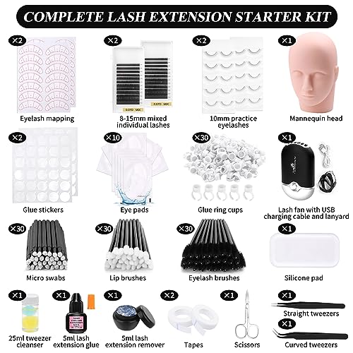 Eyelash Extension Practice Kit with Mannequin Head & Tools - Lashes Kit 2