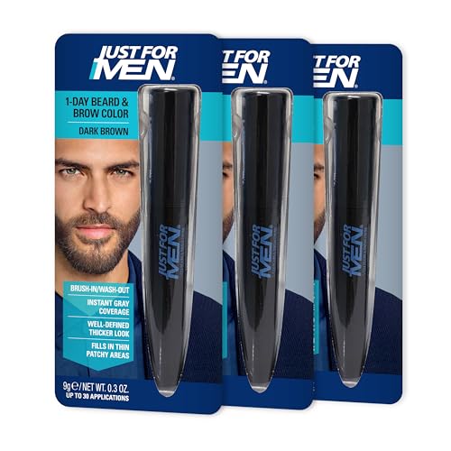 Just for Men 1-Day Beard & Brow Color - Dark Brown, Pack of 3