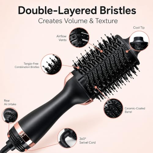 4-in-1 Hair Dryer Brush for Smooth Blowouts - Rose Gold