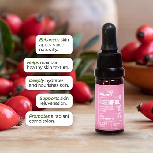 FUNAT 100% Pure Rosehip Oil ?Facial & Skin Moisturizer ? 0.3 FL OZ | Aceite de Rosa Mosqueta Puro (Pack of 2)