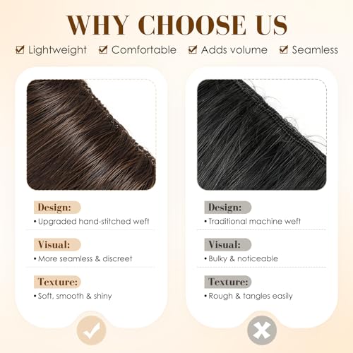 Clip-In Hair Extensions 10 Inch Thick Human Hair Short Volume Clip Set - Golden Brown & Bleach Blonde - Variation of THIS listing