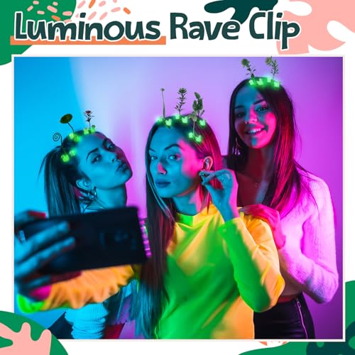 Glow in the Dark Rave Hair Clips Set - 100 Colorful Duck & Plant Clips for Festival & Party