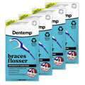 OrVance Dentemp Braces Flosser Pack of 4, 40 Count – Ultra-Strong Floss & Bristles for Braces