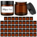 Bumobum 48 Pack 4 oz Small Glass Jars with Lids, Amber Glass Lotion Jars with Inner Liners, 120ml Round Refillable Empty Containers with Blank Labels for Cream, Body Scrub, Cosmetic