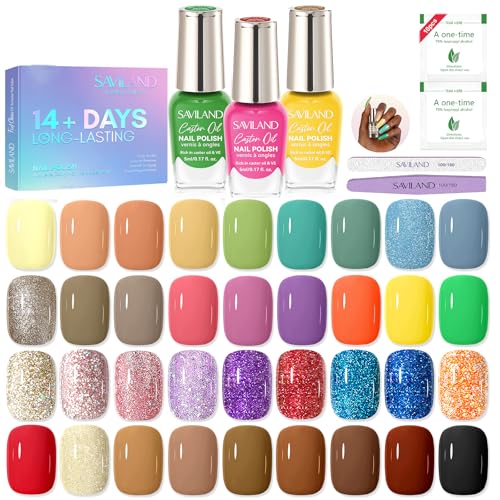 39-Piece Fall Nail Polish Set with Quick Dry & Top & Base Coats - Colors Locked X Tech - Variation D2-Fall