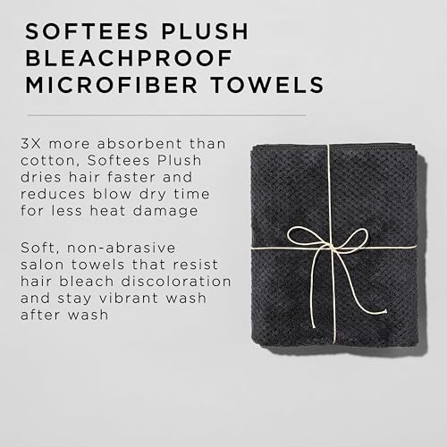 Fromm Softees Plush Bleachproof Microfiber Hair Towel 18x30 Inches Dark Grey - 6 Pack