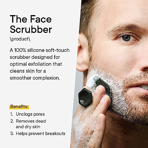 TOOLETRIES Men's Face Scrubber - Silicone Facial Cleansing Brush, Gentle Exfoliator Pad & Soft-Touch Massager - Removes Dead & Dry Skin - Long Lasting Bathroom & Shower Accessories - 3 Pack