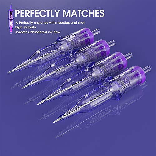 Tattoo Cartridge Needles Set 5 Sizes #12 RL - 50 Pack Assorted for All Machines