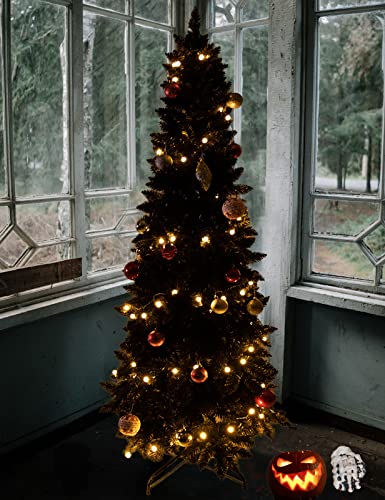 Wabolay 7ft Black Pencil Slim Christmas Tree - Unlit Narrow Xmas Tree