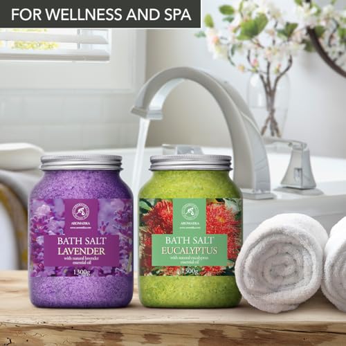 Bath Sea Salt Set with Lavender & Eucalyptus - Relaxing Aromatherapy Spa