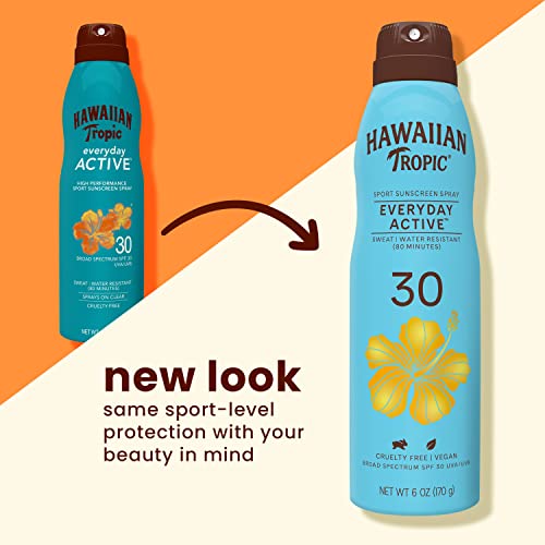 Hawaiian Tropic Everyday Active Clear Spray Sunscreen SPF 30, 6oz & After Sun Body Butter with Coconut Oil, 8oz