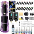 Wireless Tattoo Gun Kit with 2 Batteries - Purple for Beginners